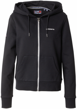 Superdry Tepláková bunda  čierna / šedobiela