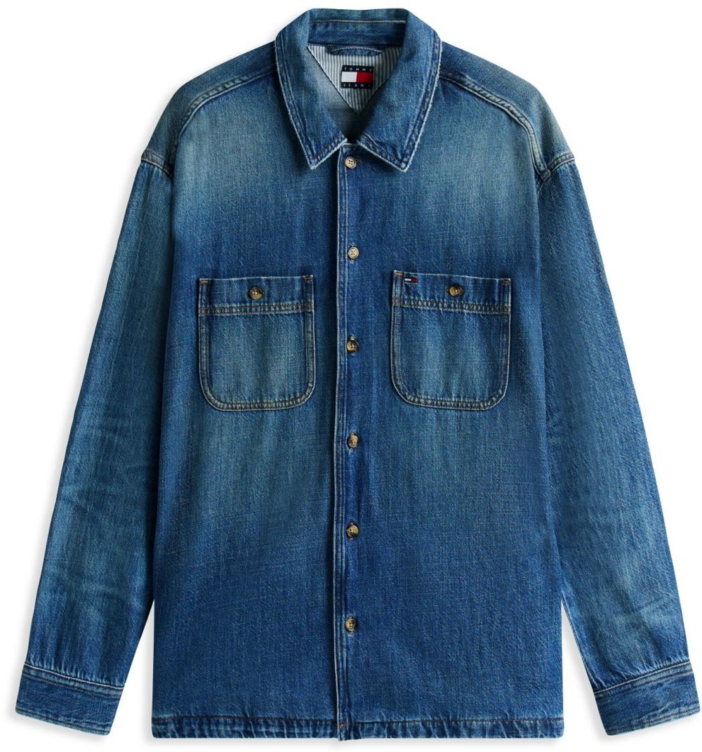 Tommy Jeans Prechodná bunda  nebielená / modrá denim