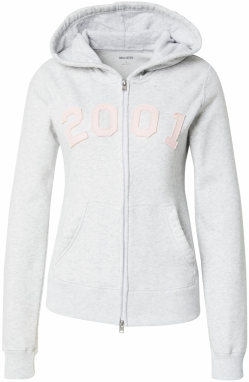 HOLLISTER Tepláková bunda  svetlosivá / ružová
