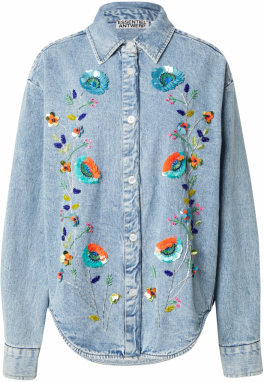 Essentiel Antwerp Blúzka 'Icksonville'  modrá / modrá denim / zelená / oranžová