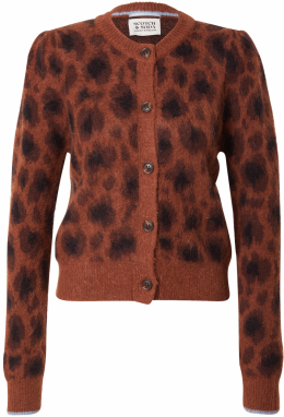 SCOTCH & SODA Kardigán 'FUZZY JACQUARD'  hnedá / tmavohnedá / čierna