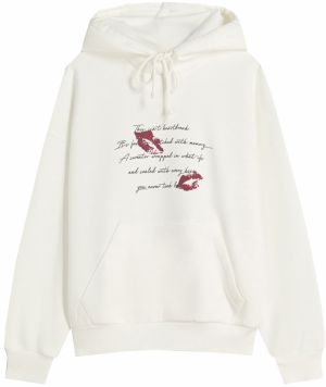 Bershka Mikina  nebielená / vínovo červená / čierna