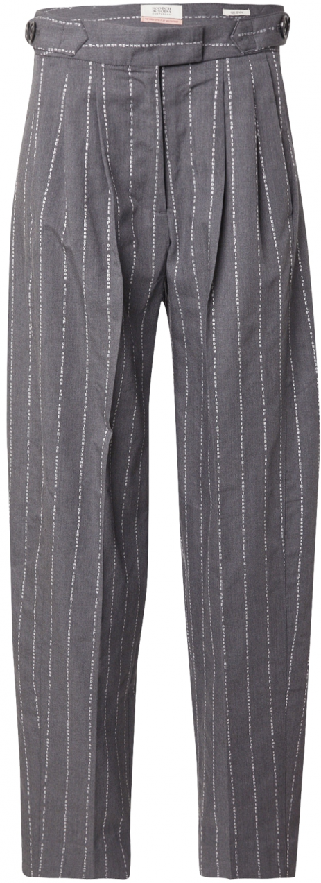 SCOTCH & SODA Plisované nohavice 'QUINN'  sivá / biela