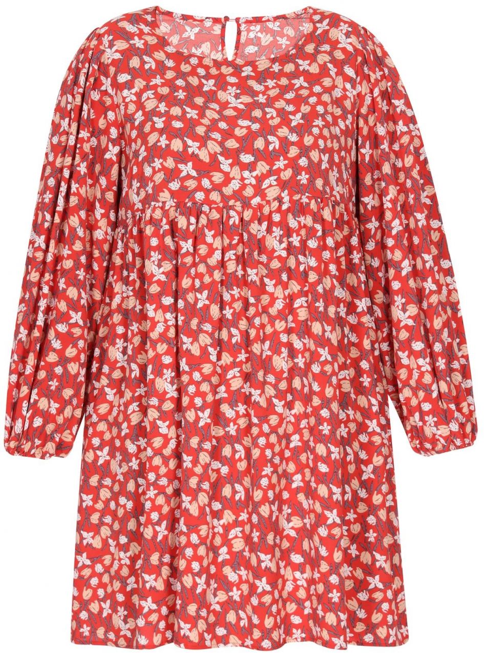 Usha Šaty  sivá / marhuľová / červená / biela