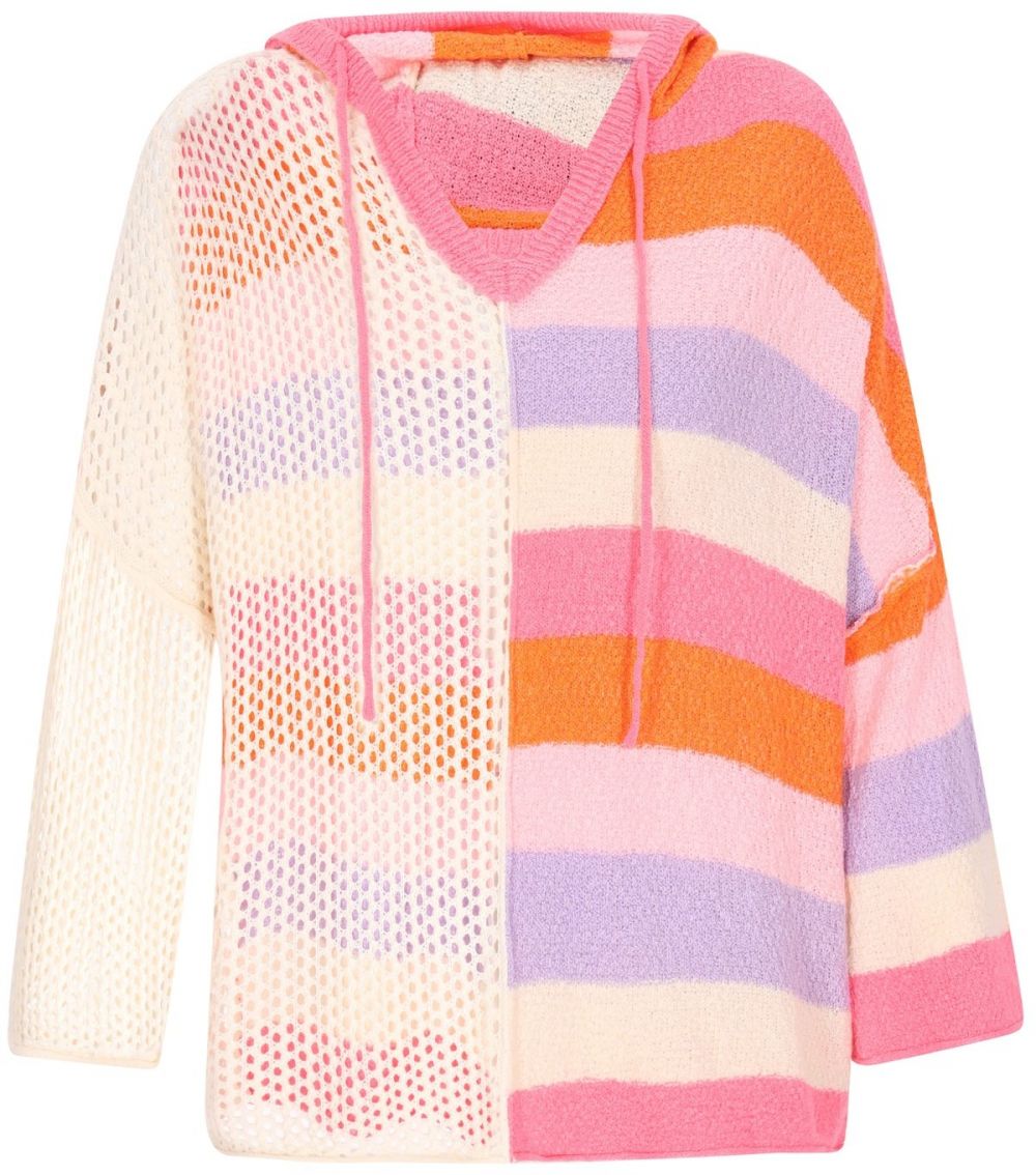 MYMO Sveter 'Back To School'  krémová / levanduľová / tmavooranžová / svetloružová