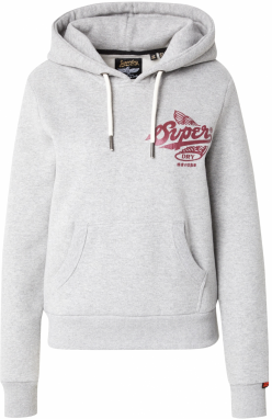 Superdry Mikina  sivá melírovaná / burgundská