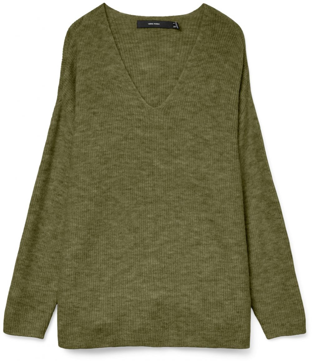 VERO MODA Sveter 'VMLefile'  zelená melírovaná