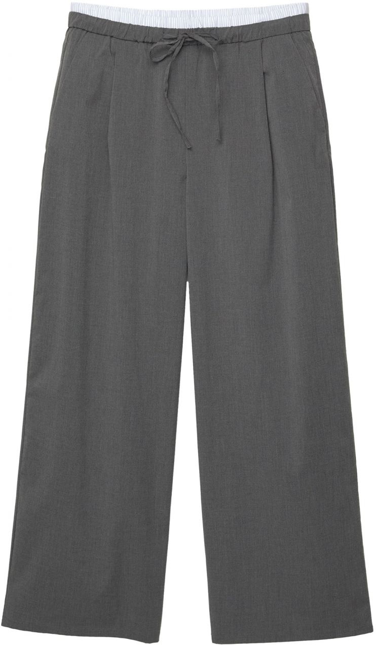 Pull&Bear Plisované nohavice  antracitová / biela