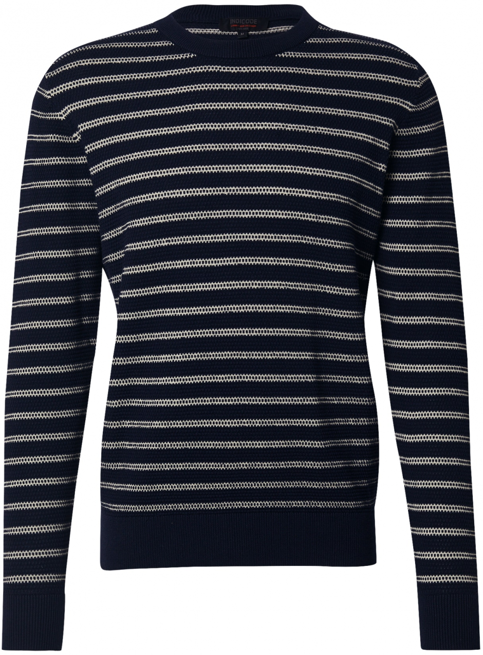 INDICODE JEANS Sveter 'Lorits'  béžová / námornícka modrá