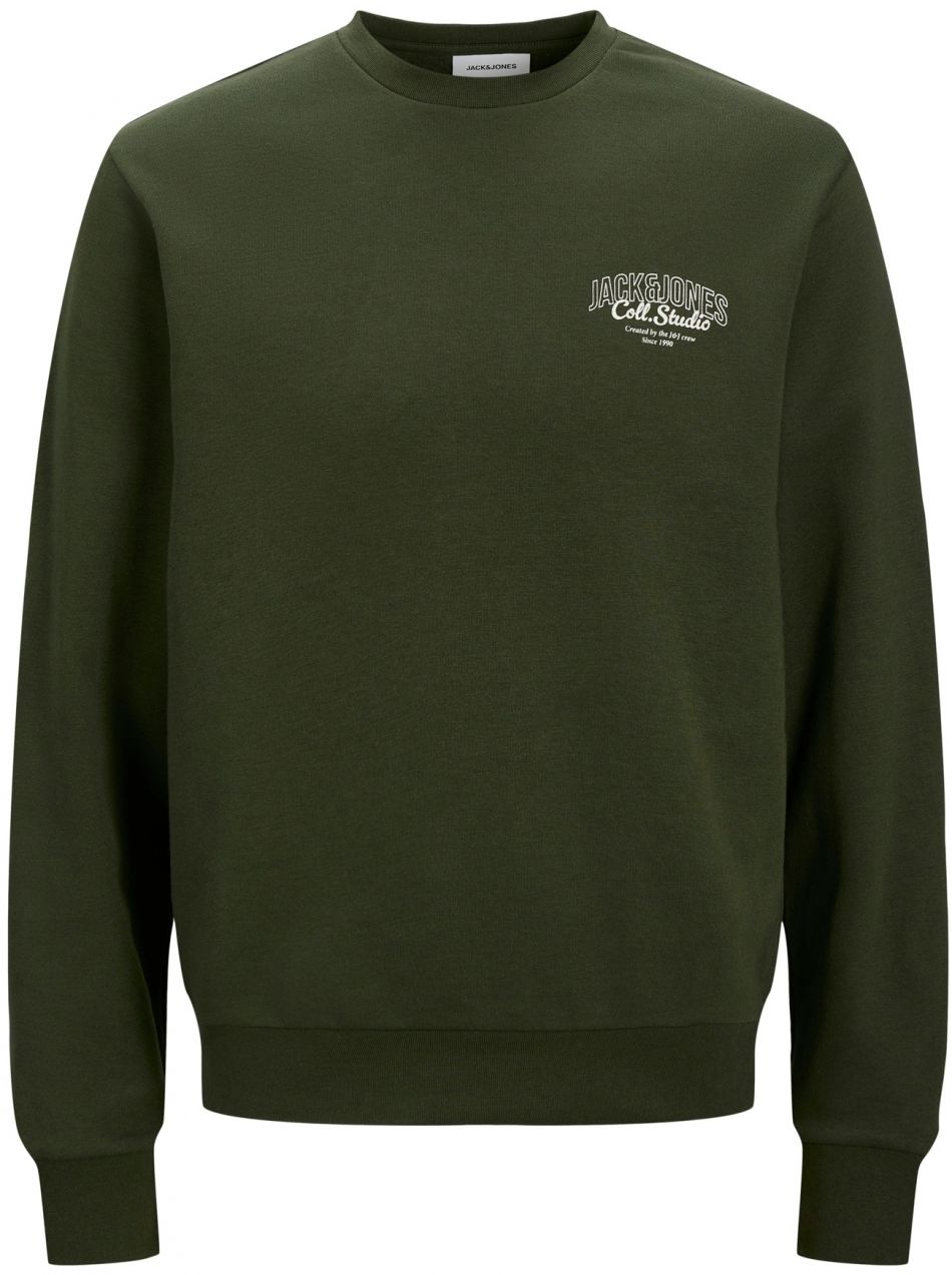 JACK & JONES Mikina 'JJMAKOTO'  olivová / biela