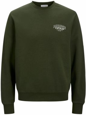 JACK & JONES Mikina 'JJMAKOTO'  olivová / biela