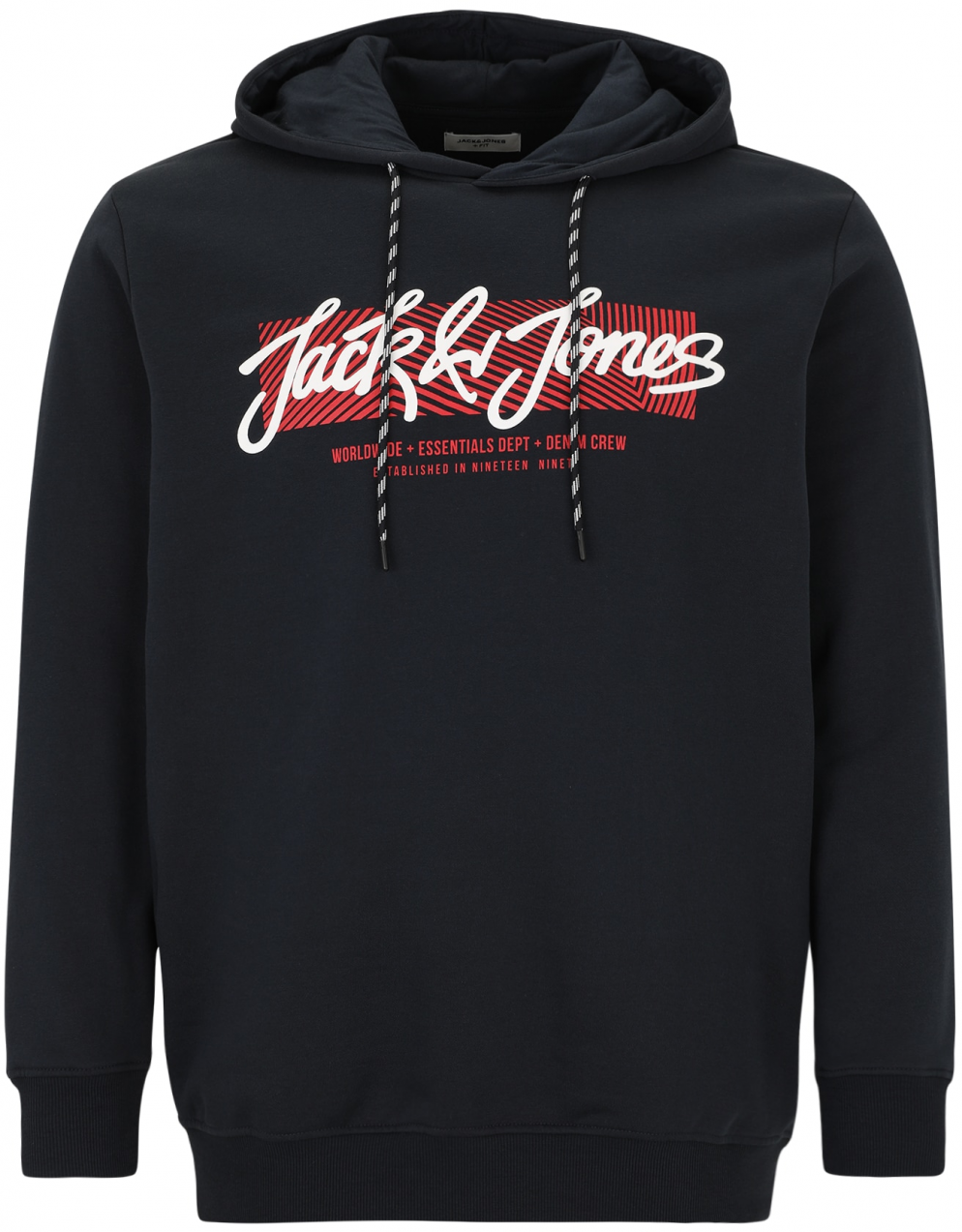 Jack & Jones Plus Mikina 'JJURBAN'  tmavomodrá / červená / biela