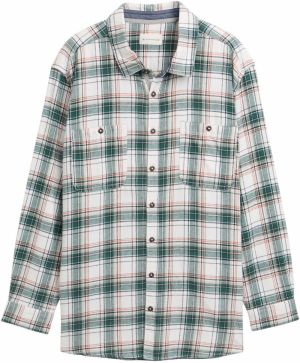 TOM TAILOR Men + Košeľa  zelená / tmavočervená / šedobiela