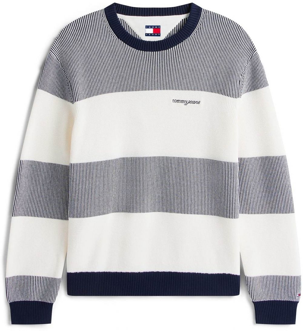 Tommy Jeans Sveter  námornícka modrá / biela
