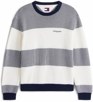 Tommy Jeans Sveter  námornícka modrá / biela