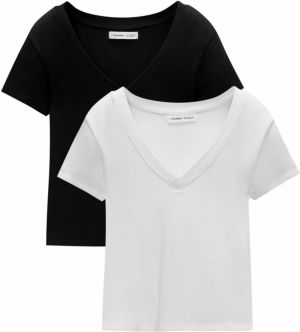 Pull&Bear Tričko  čierna / biela