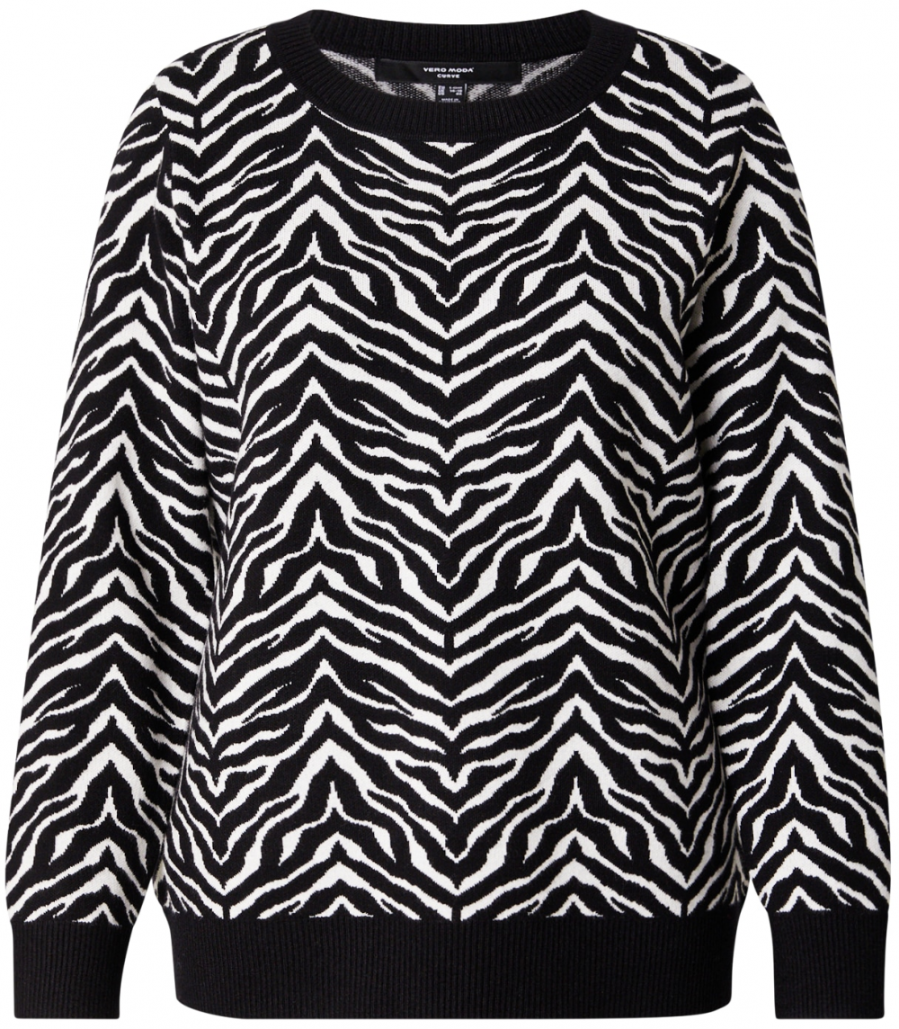Vero Moda Curve Sveter 'VMCARIA'  čierna / biela