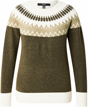 Vero Moda Curve Sveter 'VMCSIMONE'  kaki / trstinová / biela