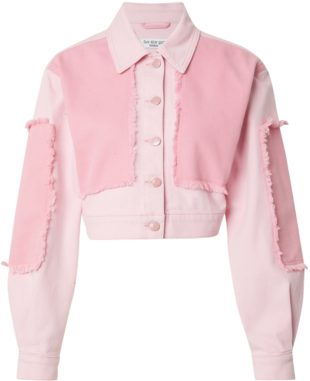 FIVE STAR GIRL Prechodná bunda 'CROPPED DENIM JACKET'  ružová