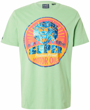 Superdry Tričko 'GASOLINE'  modrá / horčicová / svetlozelená / pastelovo červená
