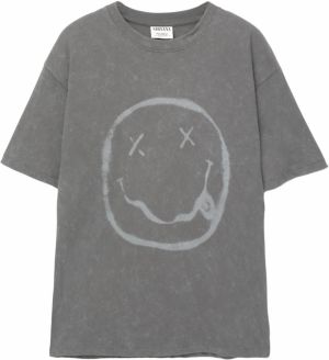 Pull&Bear Tričko 'NIRVANA SMILEY'  svetlosivá / tmavosivá