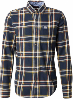 Superdry Košeľa  nebielená / tmavomodrá / hnedá / žltá