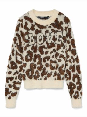 VERO MODA Sveter 'VMJUNGLE'  béžová / hnedá / čierna
