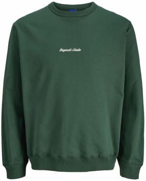 JACK & JONES Mikina 'JORNORREBRO'  tmavozelená / biela