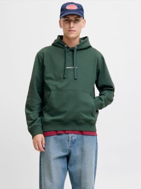 JACK & JONES Mikina 'JORNORREBRO'  tmavozelená / biela