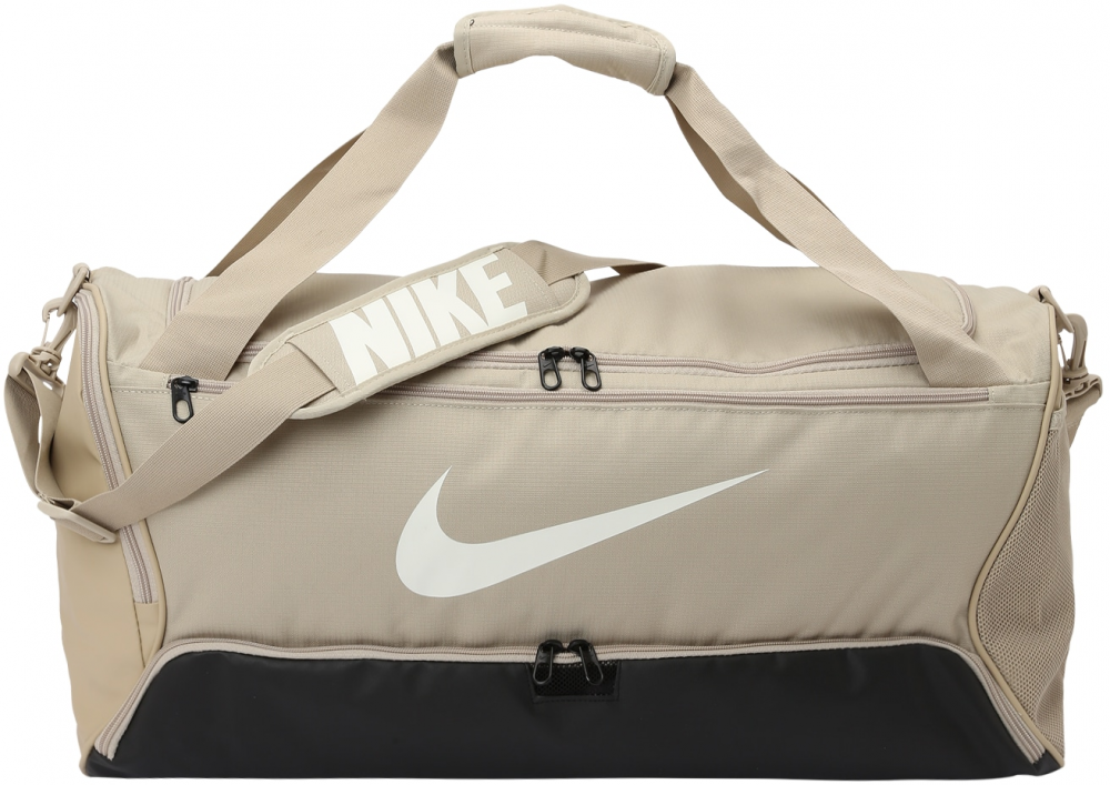 NIKE Športová taška 'Brasilia 9.5'  kaki / čierna / biela