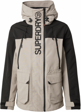 Superdry Prechodná bunda  tmavobéžová / čierna