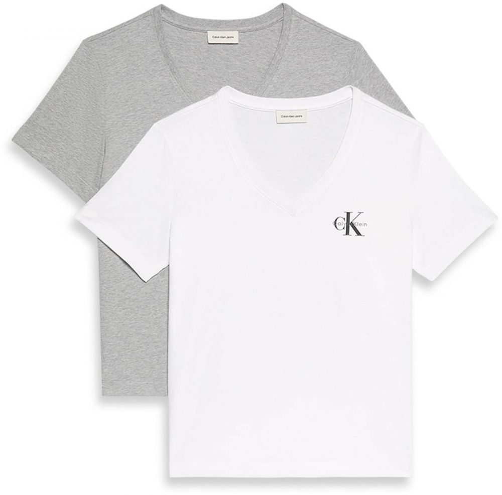 Calvin Klein Jeans Tričko  sivá melírovaná / biela