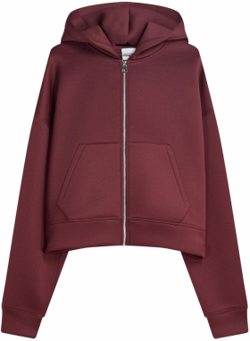 Bershka Tepláková bunda  vínovo červená