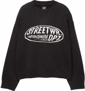 Pull&Bear Sveter 'STWD'  čierna / biela