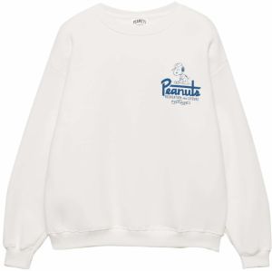 Pull&Bear Mikina 'PEANUTS'  tmavomodrá / biela
