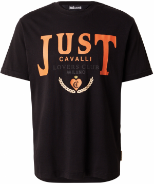 Just Cavalli Tričko 'LOVERS CLUB'  nebielená / tmavosivá / tmavooranžová / čierna