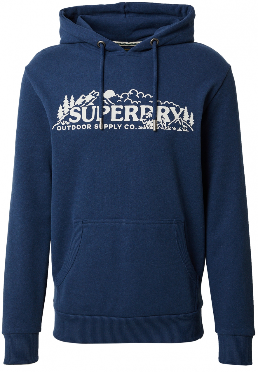 Superdry Mikina 'OUTDOOR SCENE'  tmavomodrá / biela