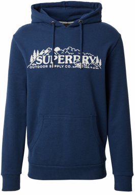 Superdry Mikina 'OUTDOOR SCENE'  tmavomodrá / biela