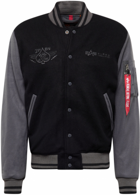 ALPHA INDUSTRIES Prechodná bunda 'Varsity Air Force'  grafitová / červená / čierna / biela