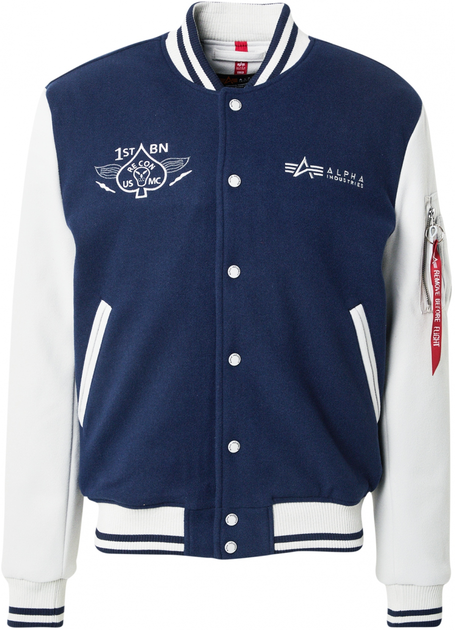 ALPHA INDUSTRIES Prechodná bunda 'Varsity Air Force'  námornícka modrá / biela