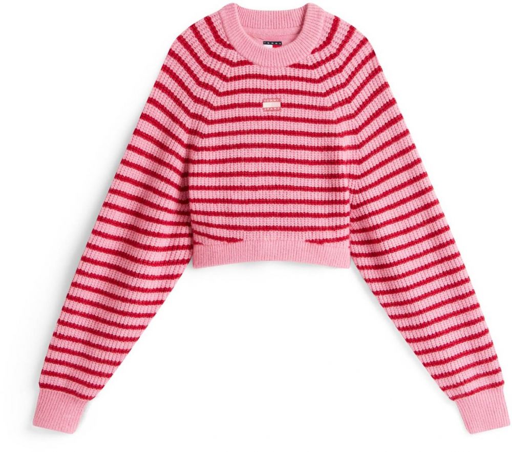 Tommy Jeans Sveter  svetloružová / tmavočervená