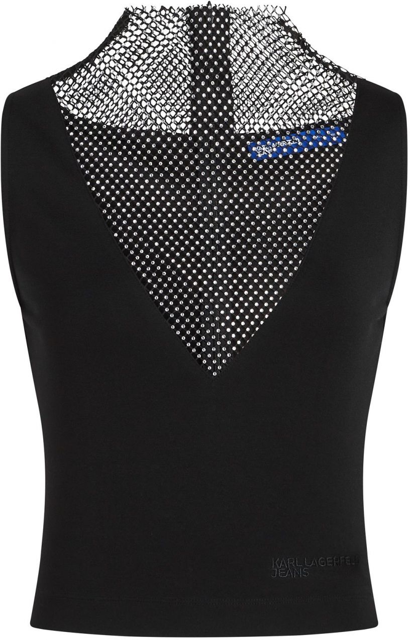 KARL LAGERFELD JEANS Top 'Chainmail'  čierna / priehľadná