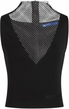 KARL LAGERFELD JEANS Top 'Chainmail'  čierna / priehľadná
