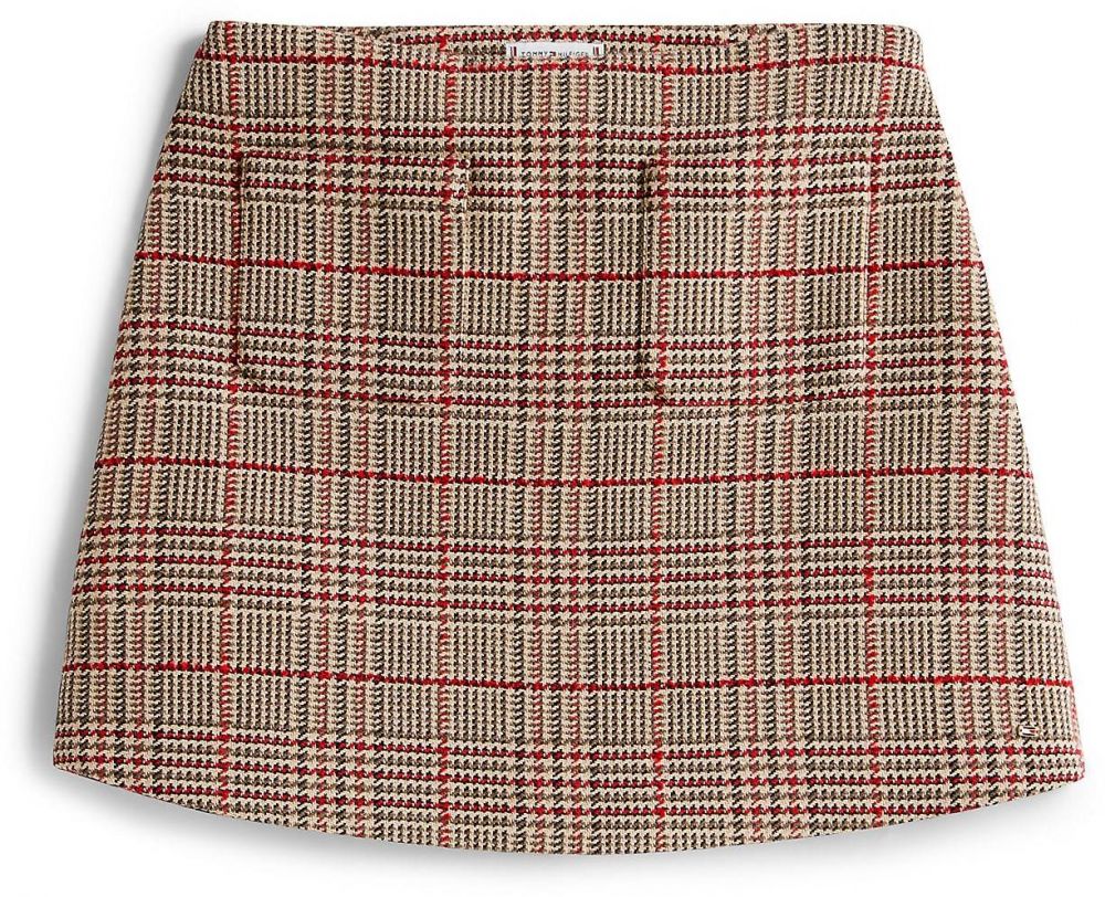 TOMMY HILFIGER Sukňa  hnedá / tmavošedá / červená / čierna