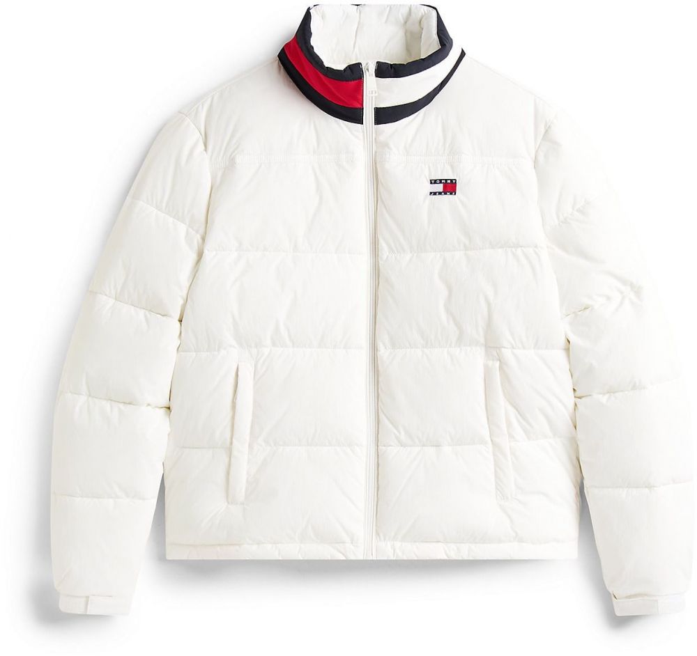 Tommy Jeans Prechodná bunda 'ESS'  červená / čierna / biela