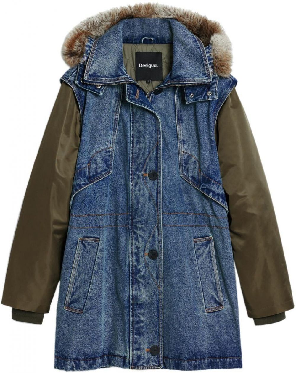 Desigual Prechodná parka  modrá / zelená