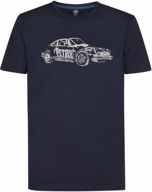 Petrol Industries Tričko  námornícka modrá / biela