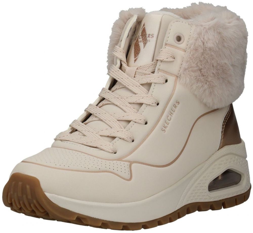 SKECHERS Šnurovacie členkové čižmy 'UNO RUGGED - FALL SHIMMER'  svetlobéžová / zlatá