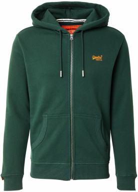 Superdry Tepláková bunda 'Essential'  jedľová / tmavooranžová