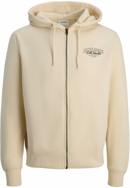 JACK & JONES Tepláková bunda 'JJMAKOTO'  čierna / biela ako vlna